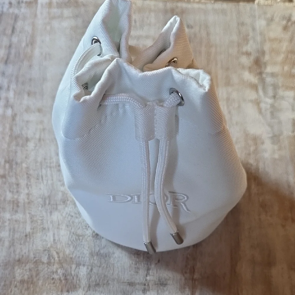 Christian Dior Drawstring Bucket Cosmetic Bag – White